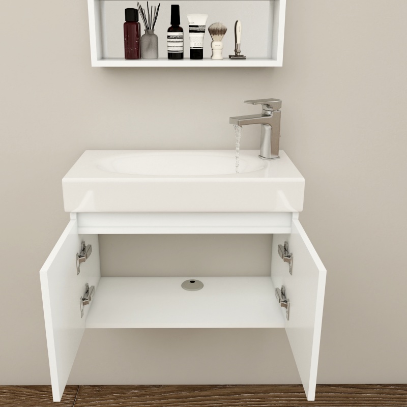 Stylish Home Furniture Affordable Vanity PVC Bathroom Cabinet with Ceramic Counter Top