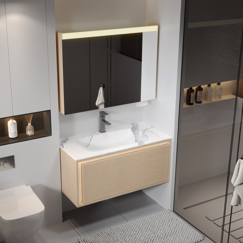 Modern Elegant PVC Bathroom Storage Cabinet for Small Spaces