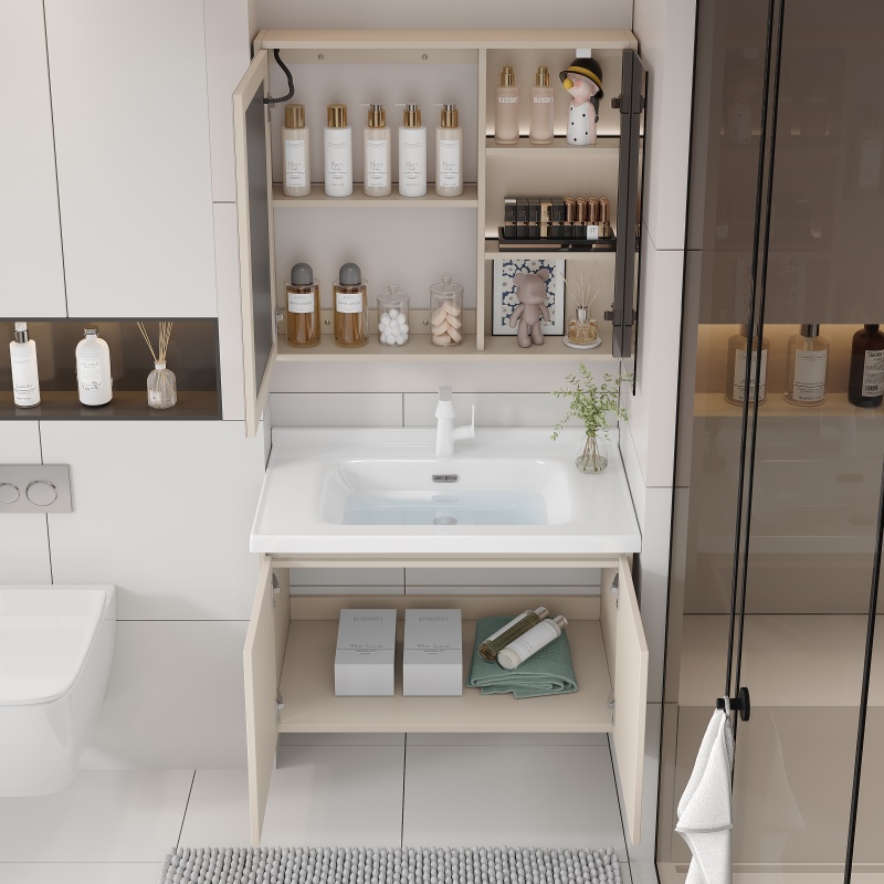 Matte Finish PVC Bathroom Cabinet with Spacious Internal Shelves
