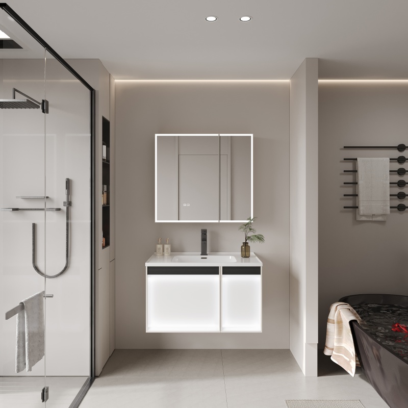 Factory PVC Custom Floor Standing Bathroom Furniture Cabinet Vanity with Sink