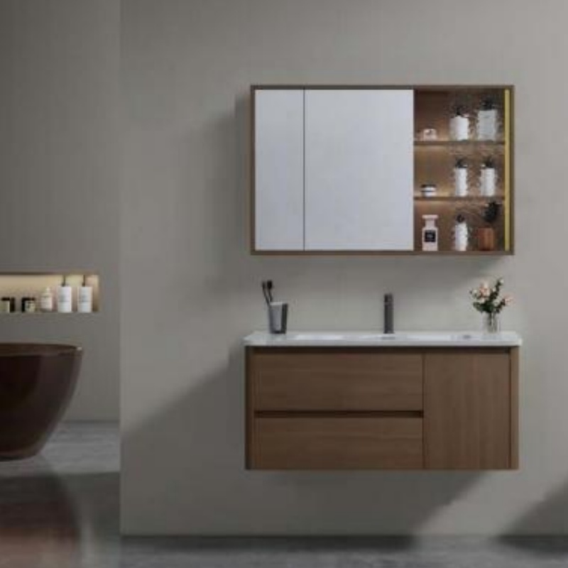 Modern Design Wall Mounted Single Sink Painting Plywood Bathroom Vanity Cabinet
