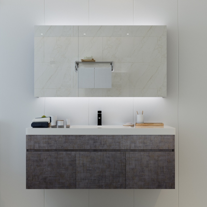 Factory Direct Supply Paint Free PVC Bathroom Cabinet Set with Sink and Mirror