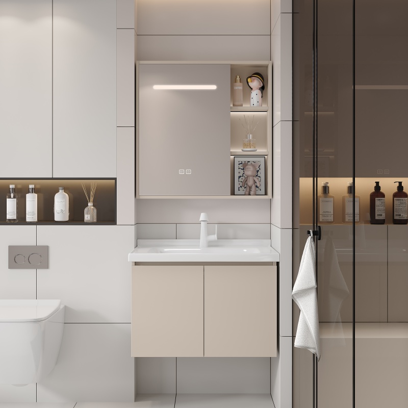 Matte Finish PVC Bathroom Cabinet with Spacious Internal Shelves