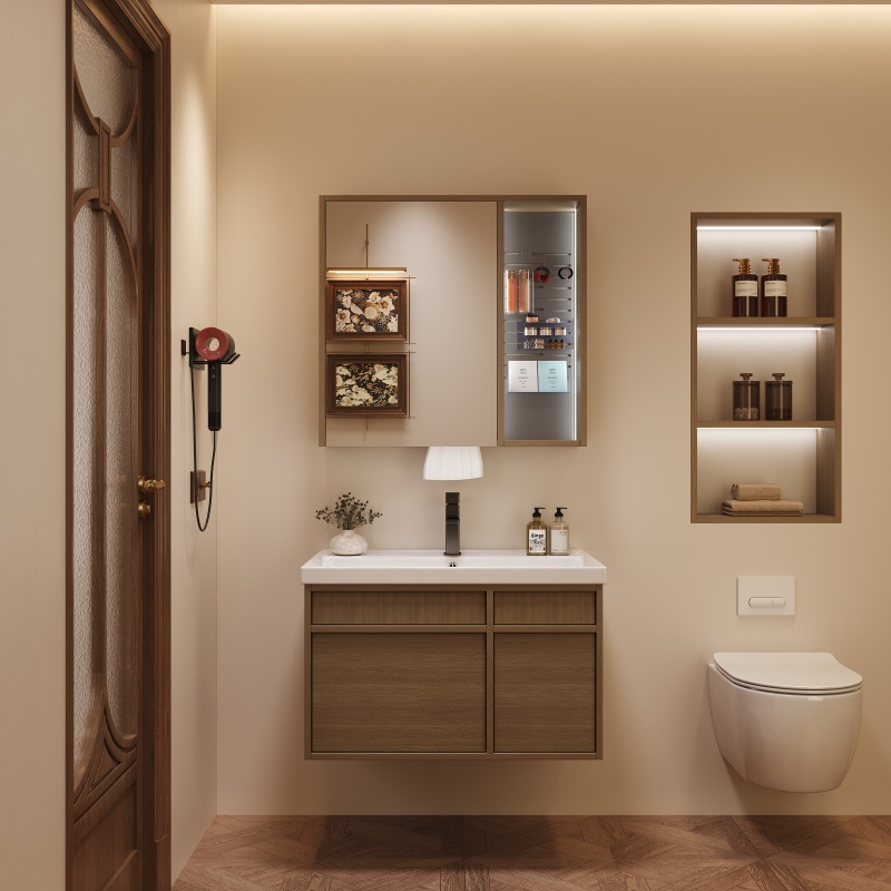 High Quality PVC Paint Free Grilled Hanging Bathroom Cabinet with Sink
