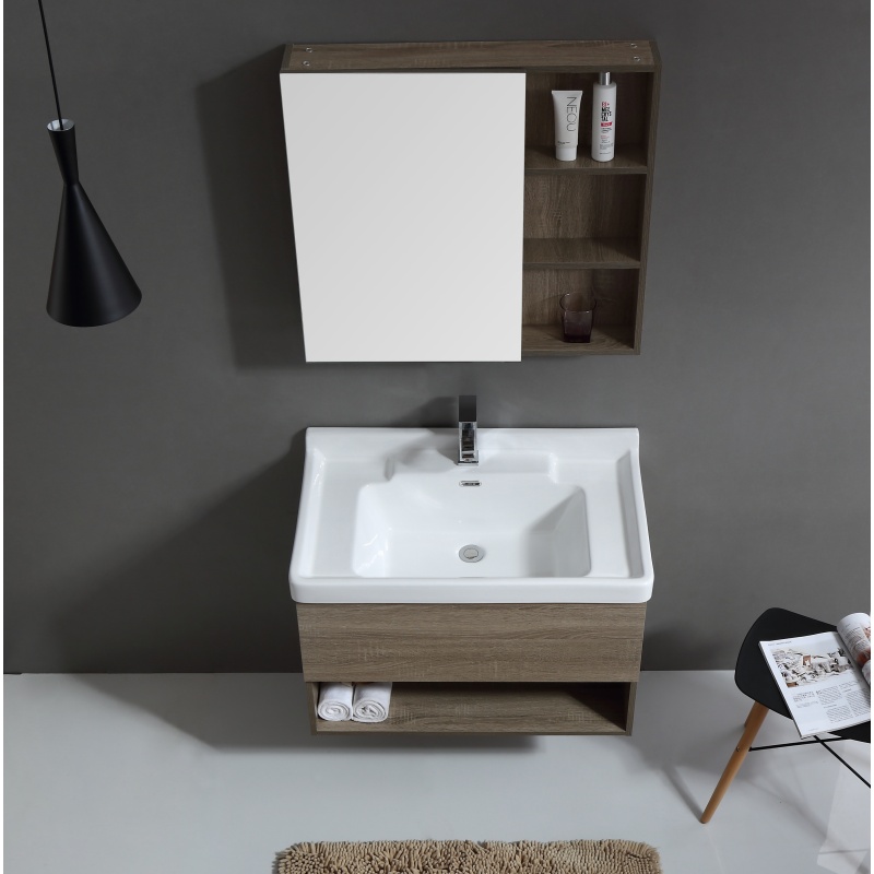 Sanitary Ware Wall Mounted Two Drawer PVC Washbasin Bathroom Cabinet with Handles