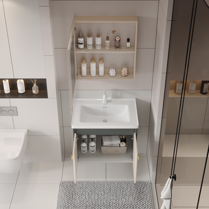 Modern Small MDF PVC Free Standing Shower Bathroom Furniture Cabinet Set White Bathroom Vality