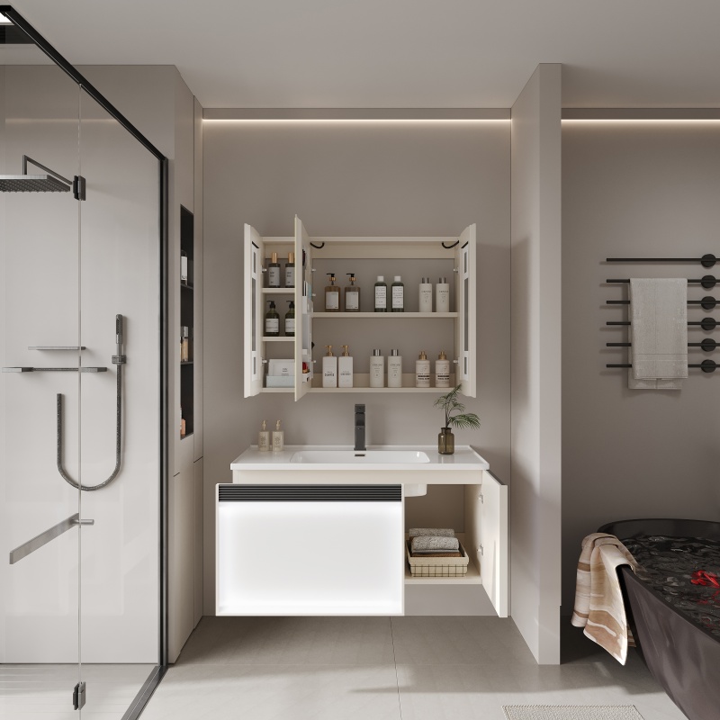 Factory PVC Custom Floor Standing Bathroom Furniture Cabinet Vanity with Sink