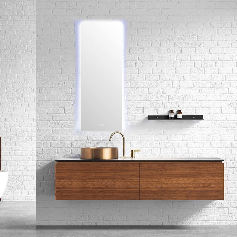 Foshan Factory Direct Sales Solid Wood Bathroom Storage Cabinet Light Wash Basin Design Bathroom Cabinet
