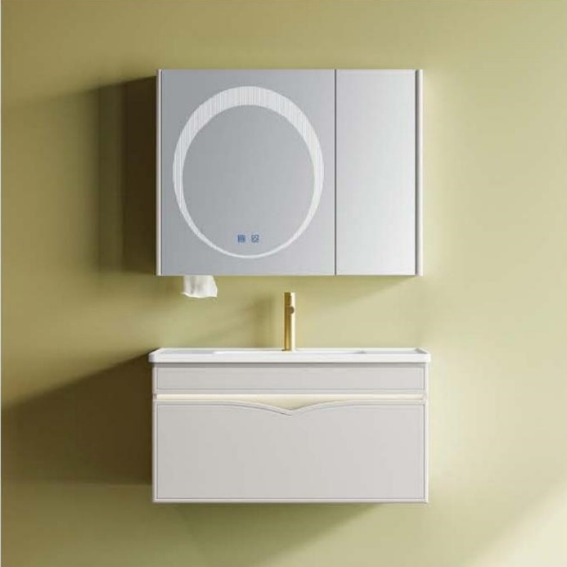 Durable Sanitary Ware Vanity PVC Bathroom Cabinet with LED Light