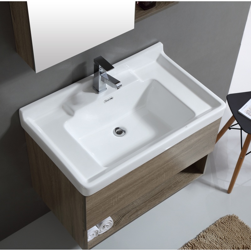 Modern Design Fluted Light Home Furniture Hanging Bathroom Cabinet with Sink