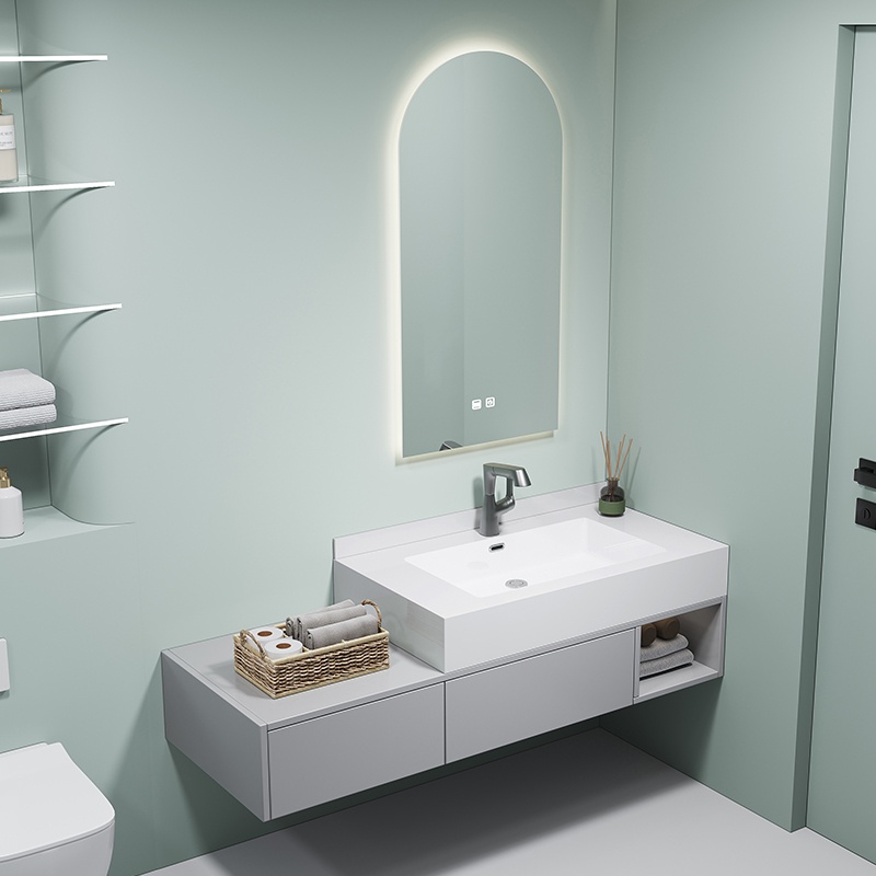 High End Vanity Custom Grille PVC Bathroom Washbasin Cabinet with Sink