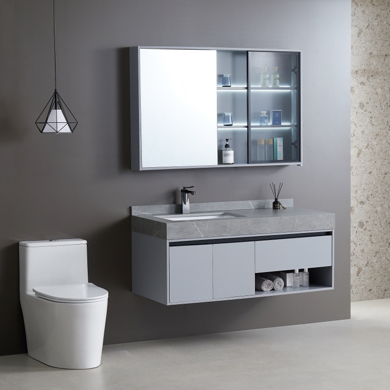 Matte Finish PVC Bathroom Cabinet with Spacious Internal Shelves