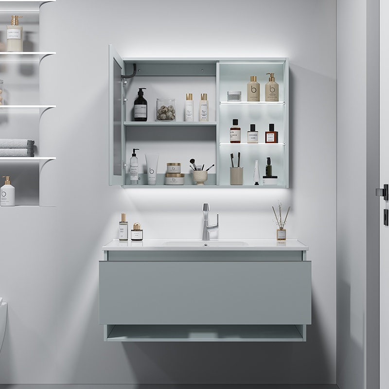 Custom Hot Sell Single Sink Ceramic Basin Bathroom Cabinet Furniture