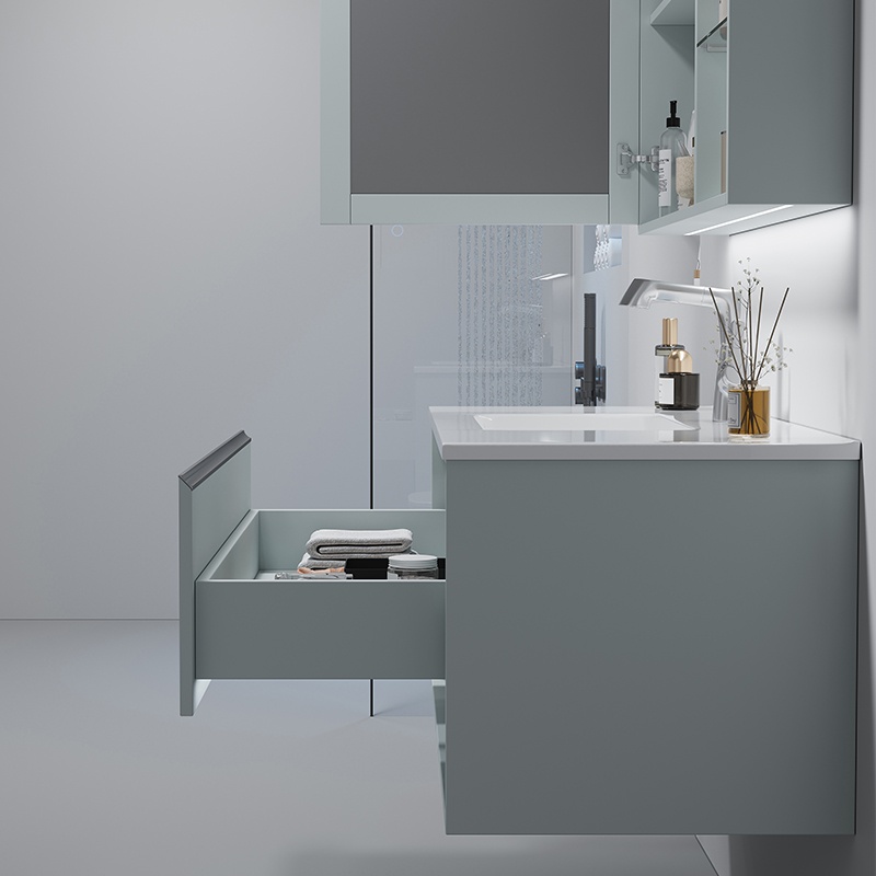High Quality Ceramic Basin LED Decorated Bathroom Cabinet with Sink