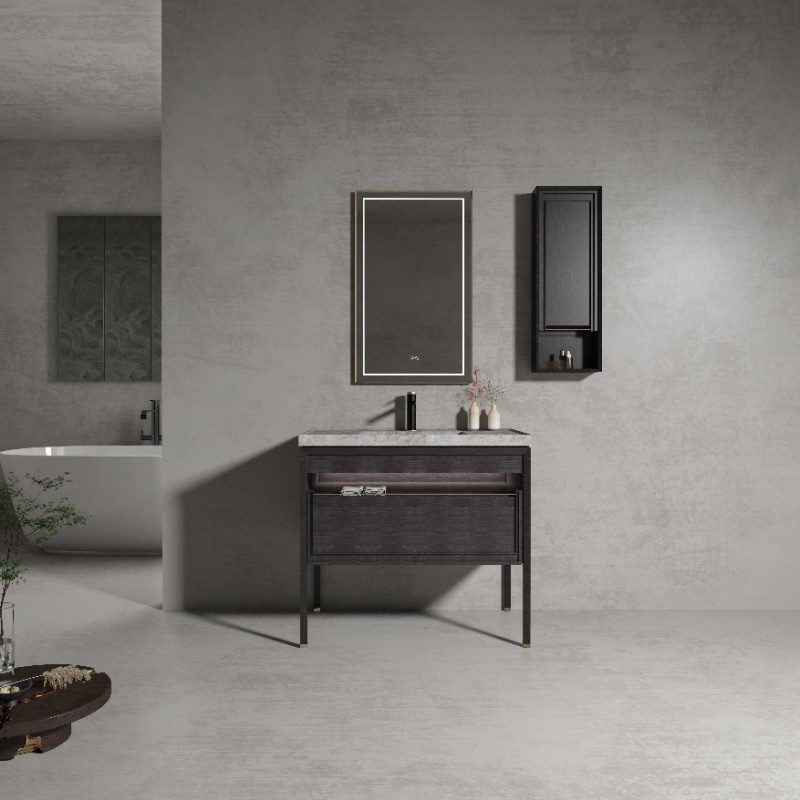 Hotel Solid Wooden Wall Mounted Custom Bathroom Vanity Mirror Cabinet