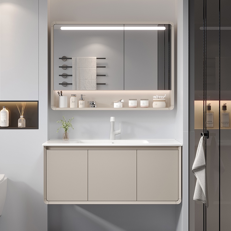 Stylish PVC Bathroom Vanity Featuring Water Baffle Edge Sink