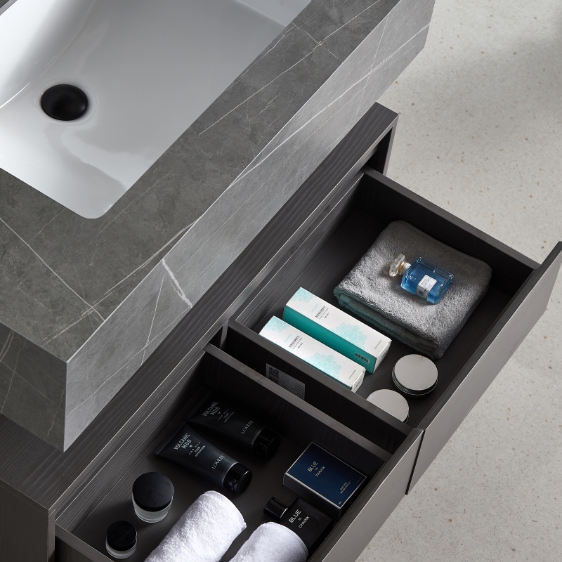 Floor Mounted Grille Bathroom Cabinet Furniture Vanity Set with Mirror