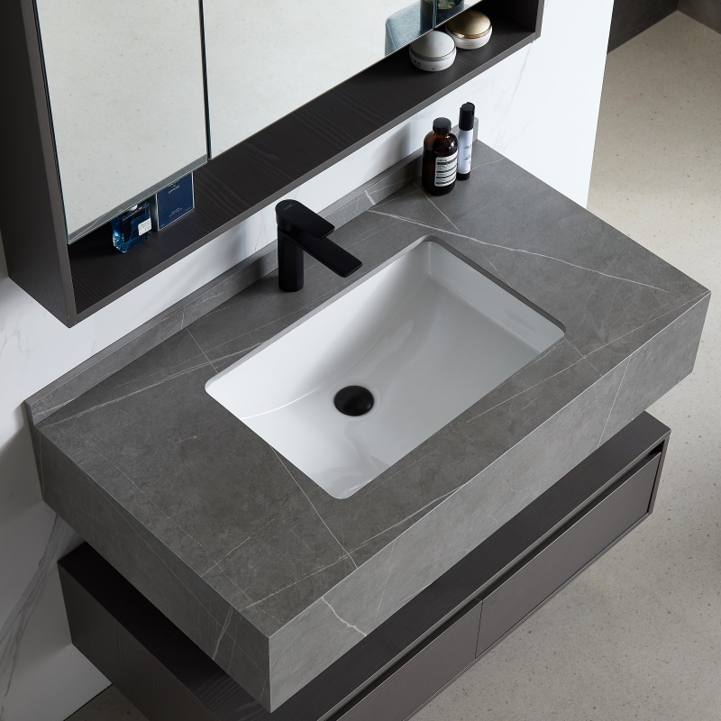 Floor Mounted Grille Bathroom Cabinet Furniture Vanity Set with Mirror