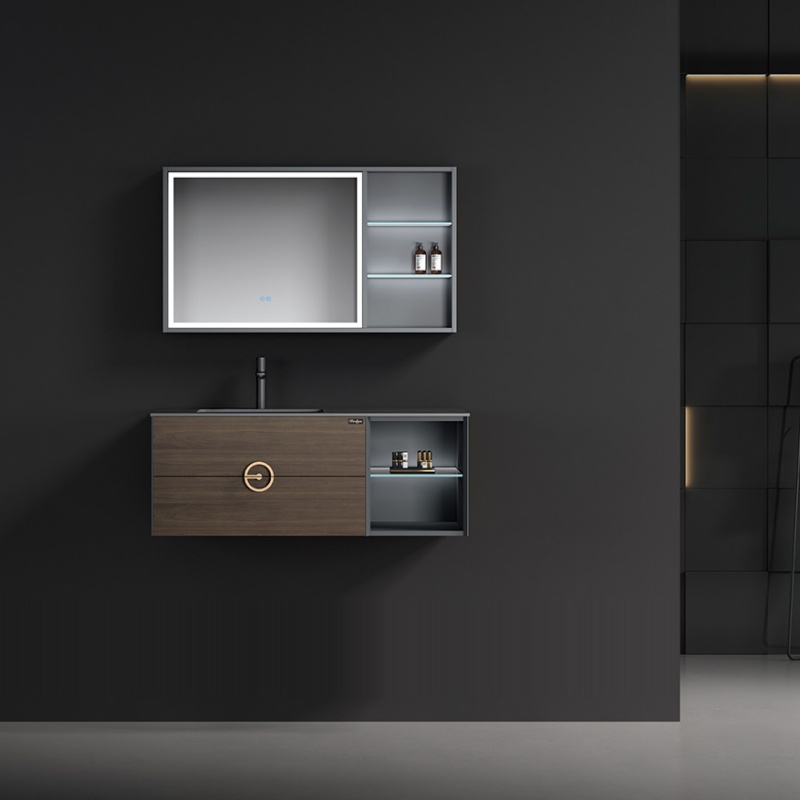 Luxury Bathroom Furniture Single Sink Painting Plywood Bath Vanity with LED Mirror