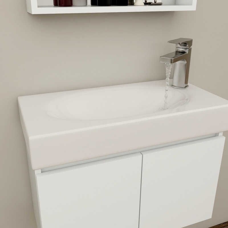 Contemporary PVC Bathroom Storage Cabinet with LED Lighting