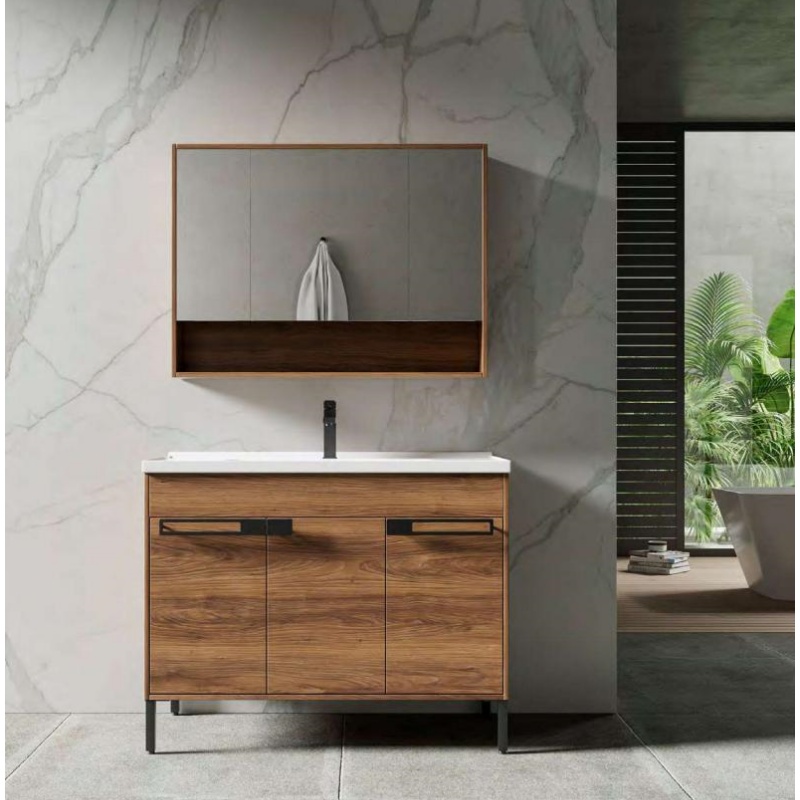 Luxury Wall Hung Seamless Sink Bathroom Vanity with LED Mirror