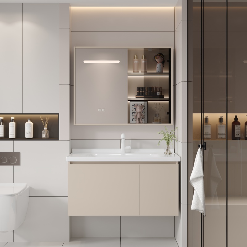 800mm Sanitary Ware Bathroom Cabinet with LED Mirror Cabinet