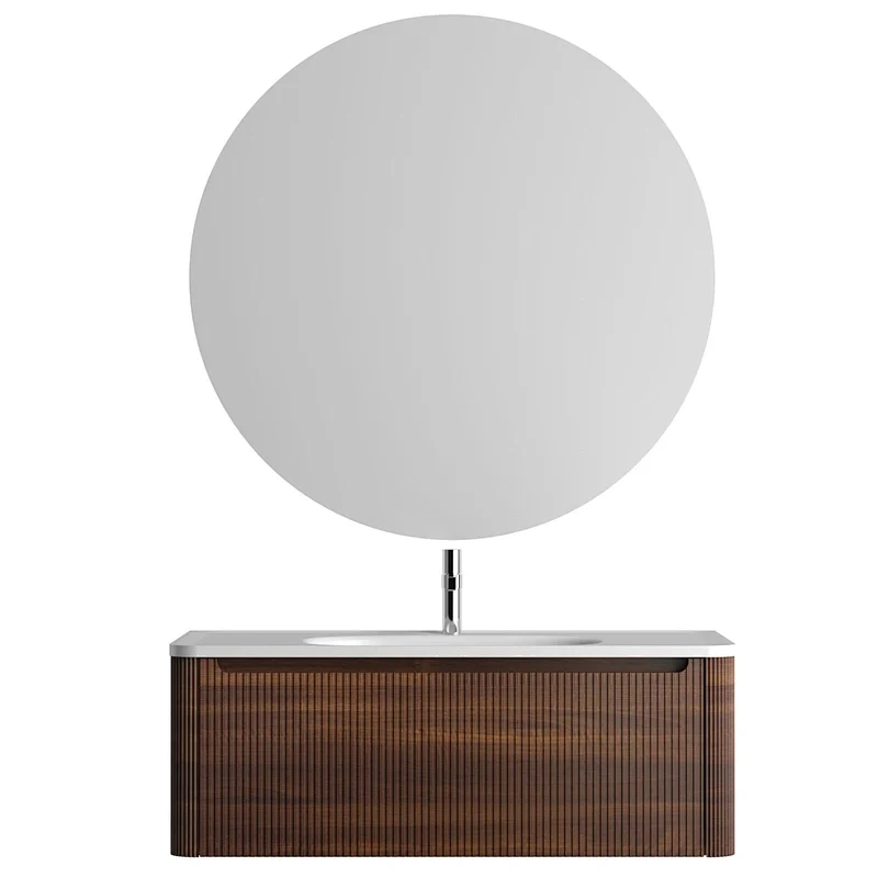 Modern Stylish MDF Drawer Wall Hang Bathroom Vanity with Sink and Mirror