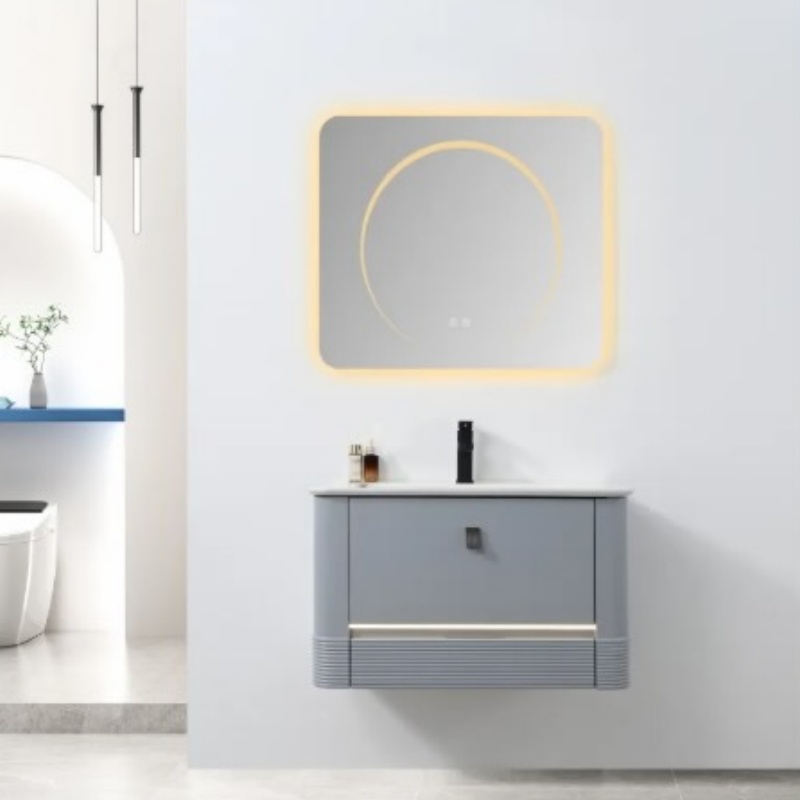 Multi Color High Gloss Integrated Bathroom Cabinet MDF Wooden Unit Bathroom Vanities
