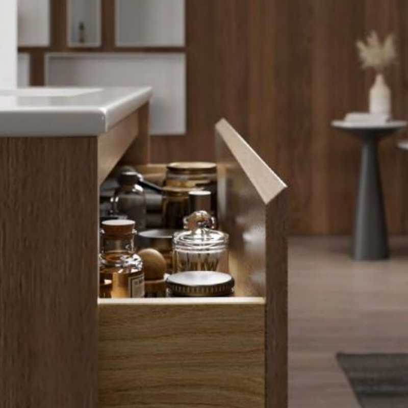 Hotel Modern Plywood Bathroom Vanity Cabinet Customizable Size Sink Optional