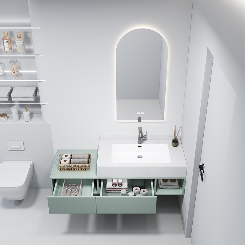 800mm Aviation PC Endurance Board Bathroom Cabinet with Ceramic Basin