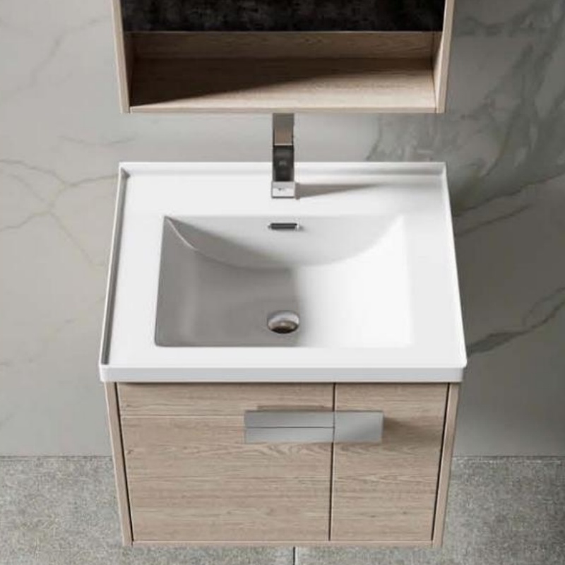 90cm Large Wall Mount PVC Bathroom Cabinet with Drawer and Ceramic Basin