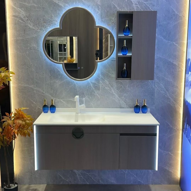 Modern Small MDF PVC Free Standing Shower Bathroom Furniture Cabinet Set White Bathroom Vality