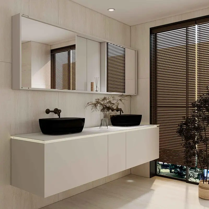 Compact LED Mirror Bathroom Vanity-Single Sink MDF Body & Built-in LED Mirror with USB