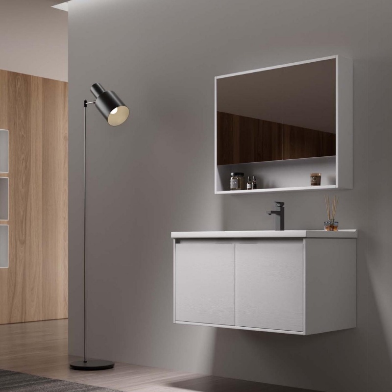 Stylish 700mm Waterproof Wall Mounted PVC Bathroom Vanity Cabinet
