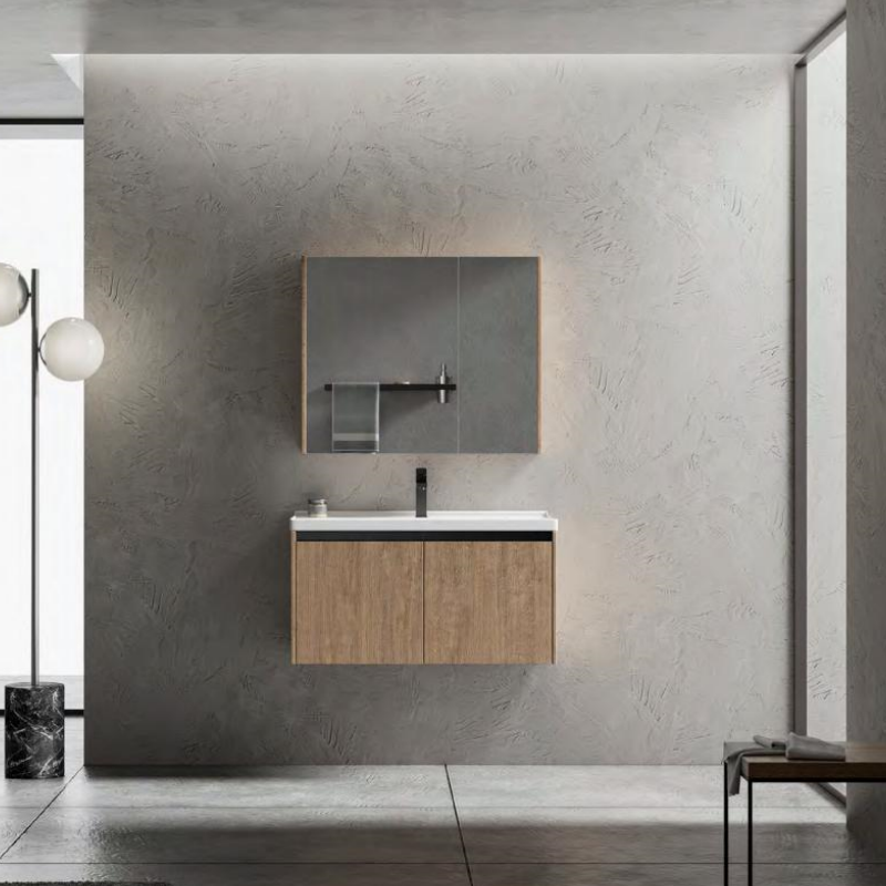 Luxury Bathroom Furniture Plywood Wall Hung Bathroom Vanity Cabinet with Ceramic Sink