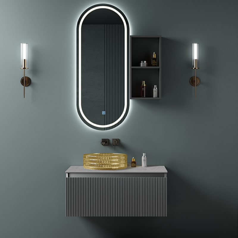 China Sanitary Ware Small Plywood Bathroom Cabinet with Corner Basin