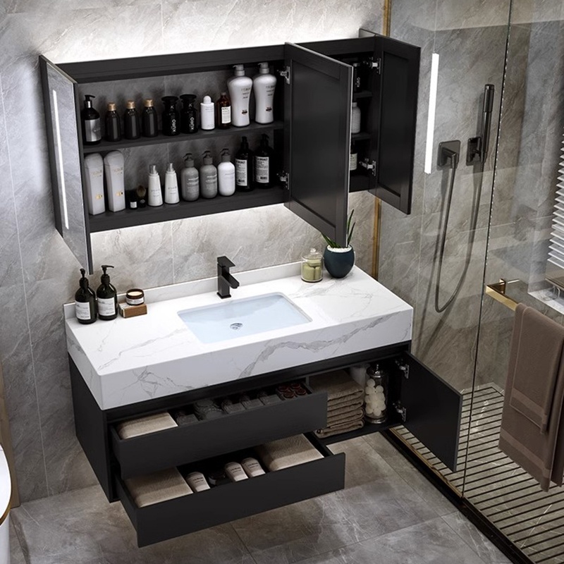 Popular Design Wall Hung Plywood Bath Cabinet Bathroom Washroom Vanity for Home Hotel