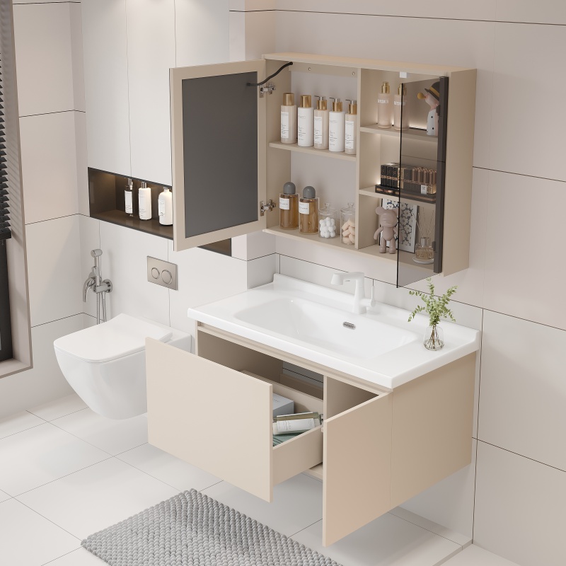 Smart LED Mirror with Cosmetic Fridge Radar Sensor PVC Bathroom Cabinet