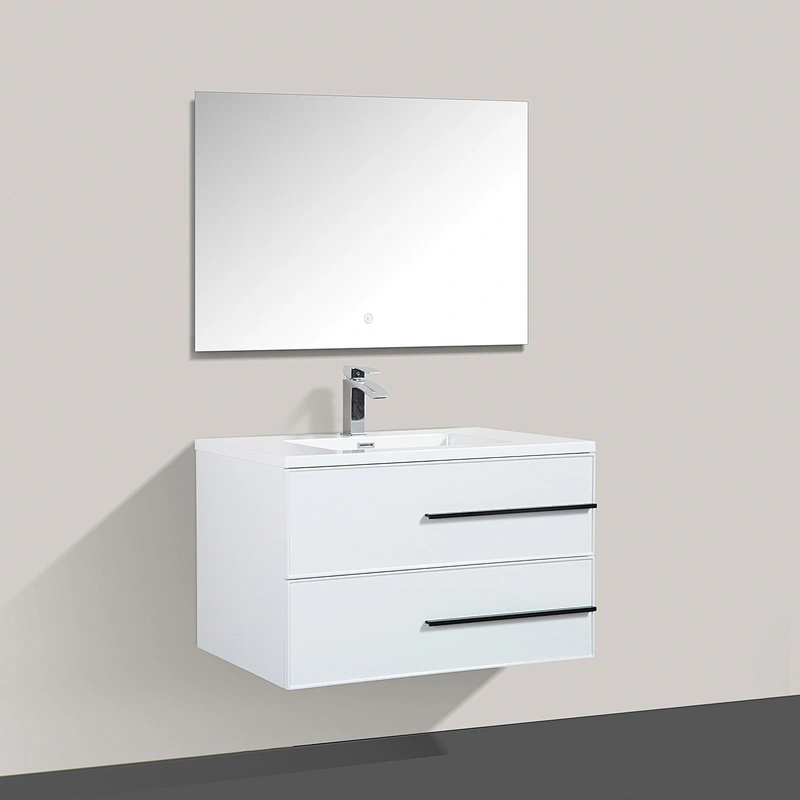 Matt Color MDF PVC-Coated Large-Space Storage Drawer Wall-Mounted Bathroom Cabinet Furniture with LED Mirror