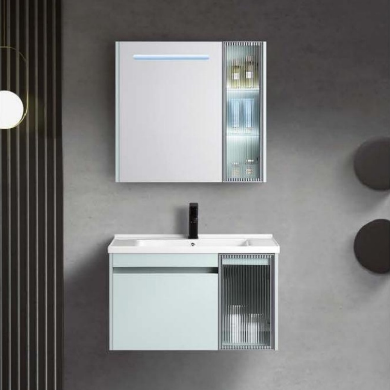 Small House Available Bathroom Accessories PVC LED Light Bathroom Cabinet