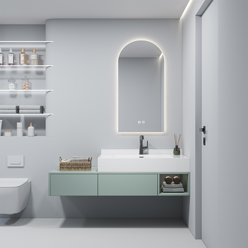 Modern Vanity Mirror with LED Lights and Sintered Stone