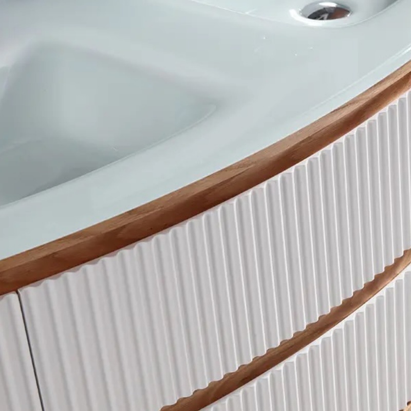 Basic Style PVC/MDF Classic Two-Door Floor-Standing Bathroom Cabinet for Small Space