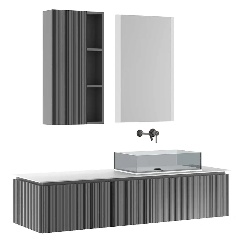 Cheap Wood MDF Style Bathroom Vanities Bathroom Cabinet with Mirror