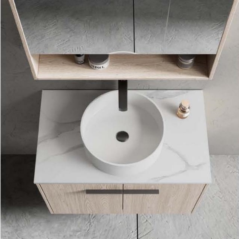 Luxury Bathroom Furniture Plywood Wall Hung Bathroom Vanity Cabinet with Ceramic Sink