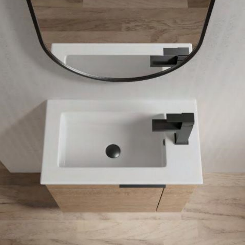 Best Selling Plywood Flooring Small Style 50cm Cabinet with Ceramic Basin Vanity