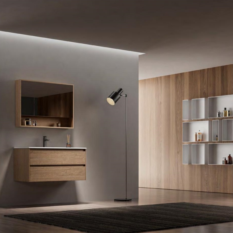 Hotel Modern Plywood Bathroom Vanity Cabinet Customizable Size Sink Optional