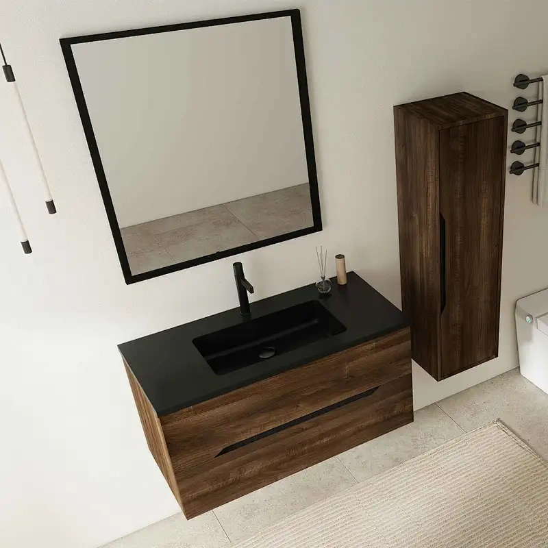 Modern Small MDF PVC Free Standing Shower Bathroom Furniture Cabinet Set White Bathroom Vality