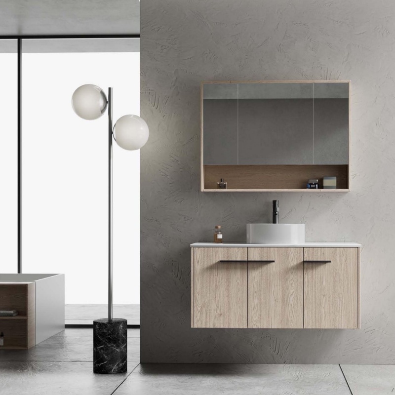Luxury Bathroom Furniture Plywood Wall Hung Bathroom Vanity Cabinet with Ceramic Sink