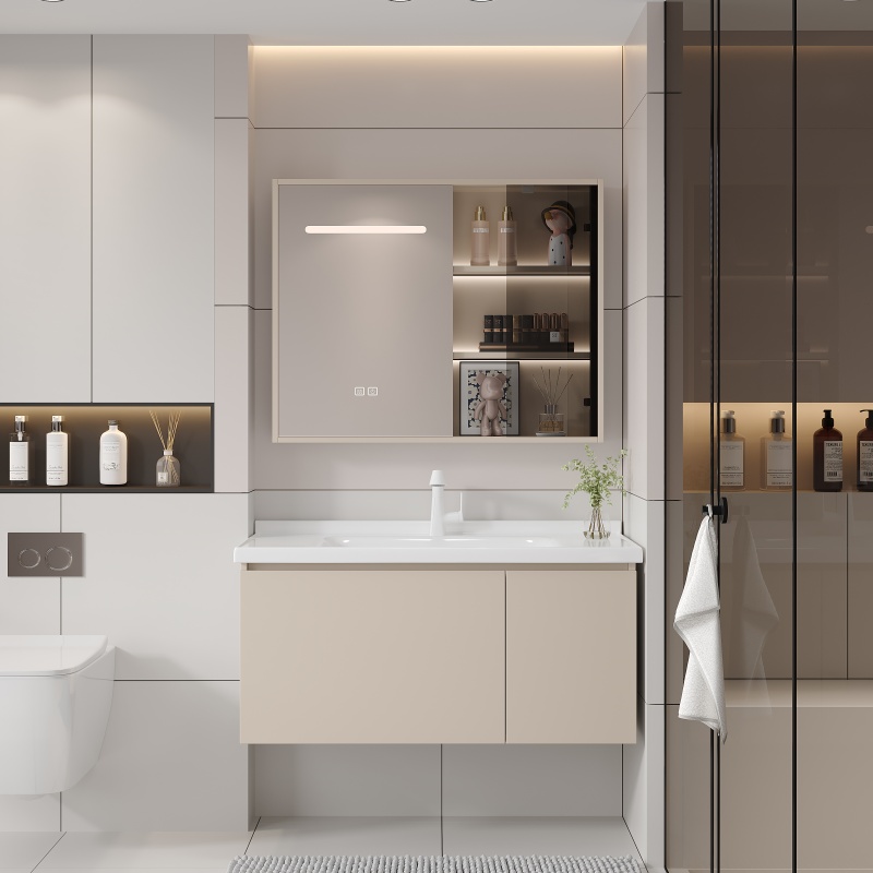 Smart LED Mirror with Cosmetic Fridge Radar Sensor PVC Bathroom Cabinet