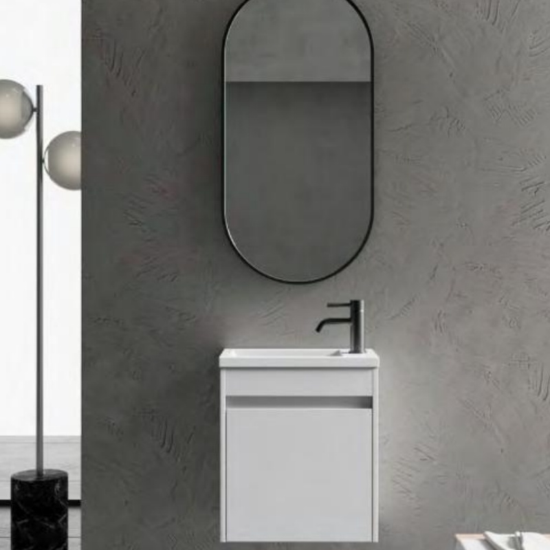 Luxurious Designplywood Diamond-Patterned Bathroom Cabinet with LED Mirror Vanity